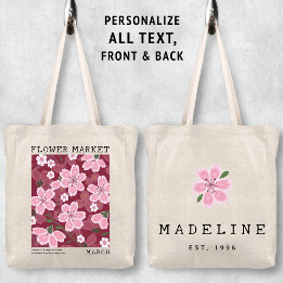 Tote Bag Marché aux fleurs de cerisiers de Sakura