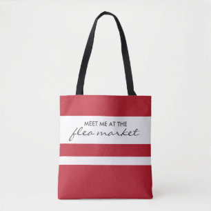 Tote Bag Marché aux puces à rayures rouges et blanches Fo