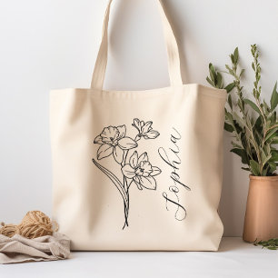 Tote Bag Marche de fleurs du mois de naissance personnalisé
