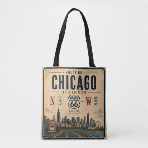 Tote Bag Marché des coordonnées de la route 66 de Chicago