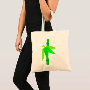Tote Bag Marche en bambou vert avec Feuilles tropicaux