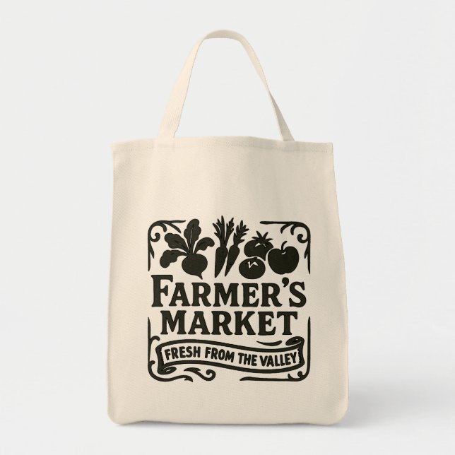 Tote Bag Marché fermier classique - Frais de la vallée (Devant)