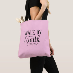 Tote Bag Marcher par la foi Christian Living Soft Pink Simp