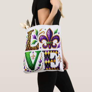 TOTE BAG MARDI GRAS AUX COULEURS CLAIRES AMOUR THÉMATIQUE