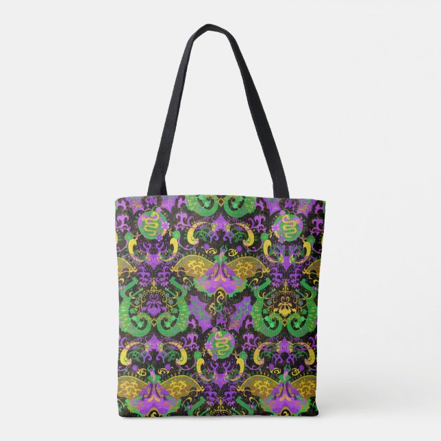 Tote Bag Mardi Gras Couleurs Damask Dragon, Papillon, Serpe (Dos)