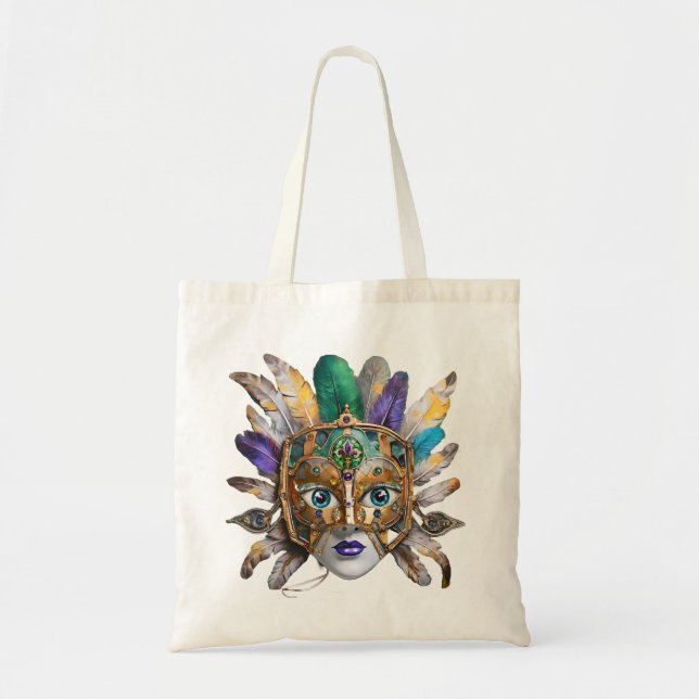 Tote Bag Mardi Gras Météo et Masque Métal (Devant)