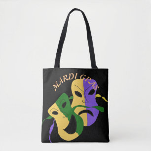 Tote Bag Mardi Gras Tragique, Masque Comique Coloré