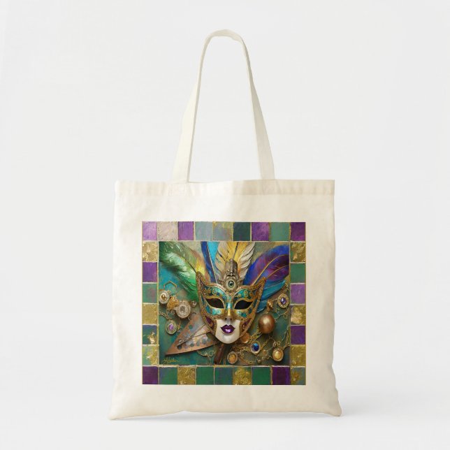 Tote Bag Mardi Gras Troisième Oeil Gold Céramique Masque (Devant)
