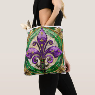 Tote Bag Mardi Gras Vitrail Fleur de lis