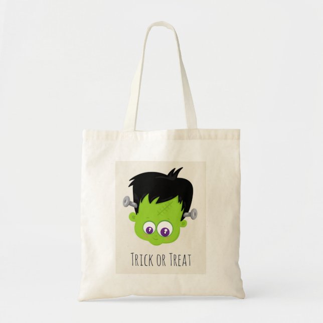Tote Bag Mare Green Frankenstein Monster face Halloween (Devant)