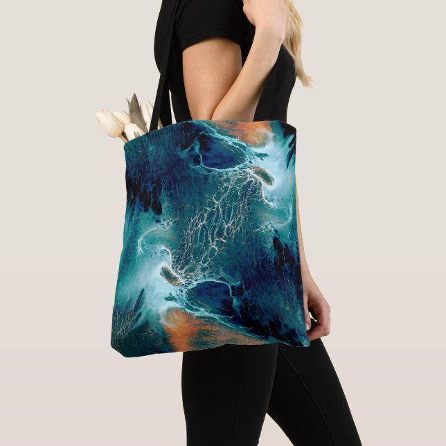Tote Bag Marées émeraude en mouvement (De près)