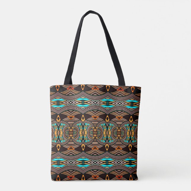 Tote Bag Marées turquoise Abstraite Tribal Fourre-tout (Dos)