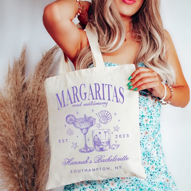 Tote Bag Margaritas modernes rétro et Bach strié de mariage (Créateur téléchargé)