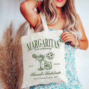 Tote Bag Margaritas modernes rétro et Bach strié de mariage
