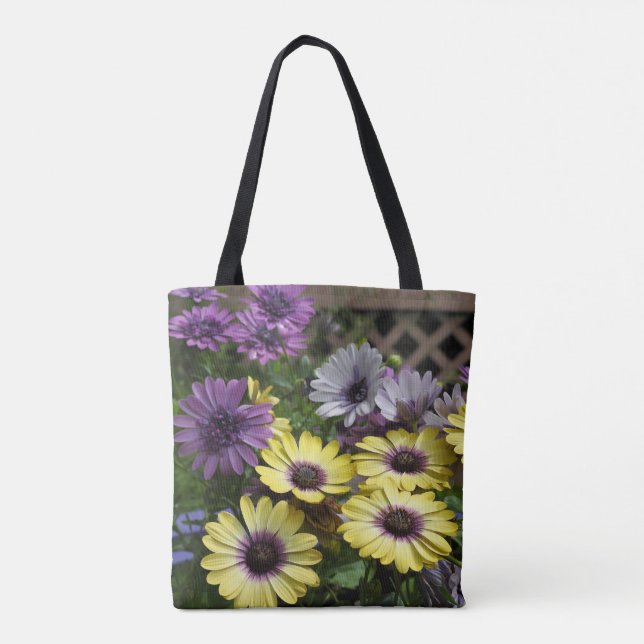 Tote Bag Marguerite africaine jaune et violet (Dos)