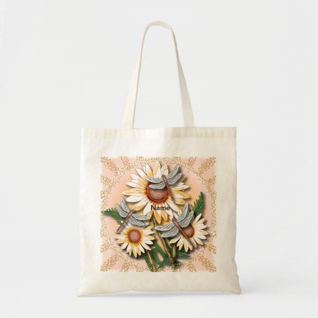 Tote Bag Marguerite jaune Libellule  (Devant)