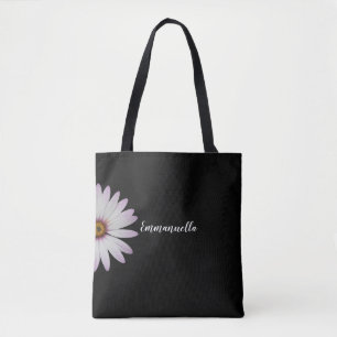 Tote Bag Marguerite noire et blanche personnalisée