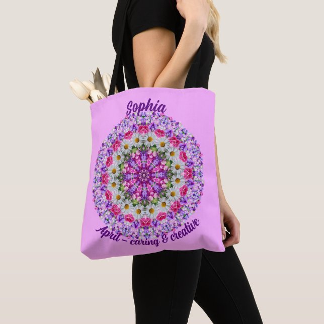 Tote Bag Marguerite personnalisée, fleur du mois de naissan (De près)