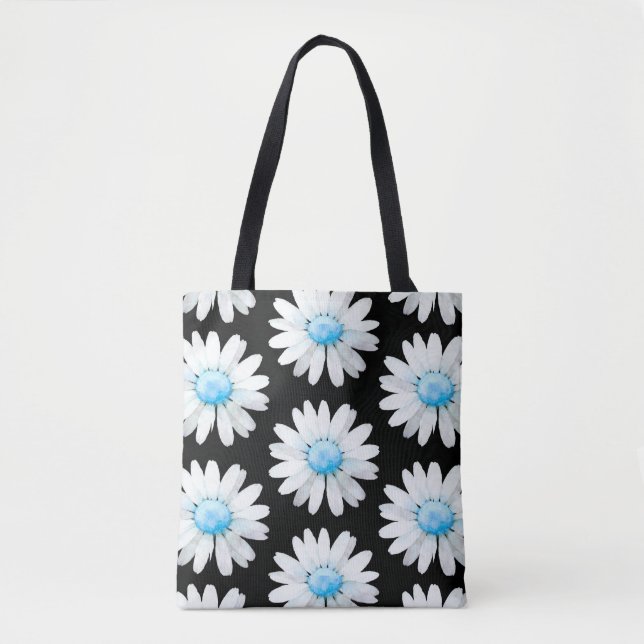 Tote Bag Marguerites à points bleus (Devant)