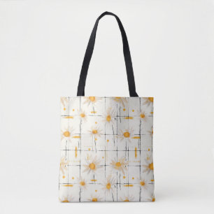 Tote Bag Marguerites blanches et jaunes - Arrière - plan ru