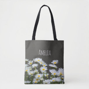 Tote Bag Marguerites sur le gris
