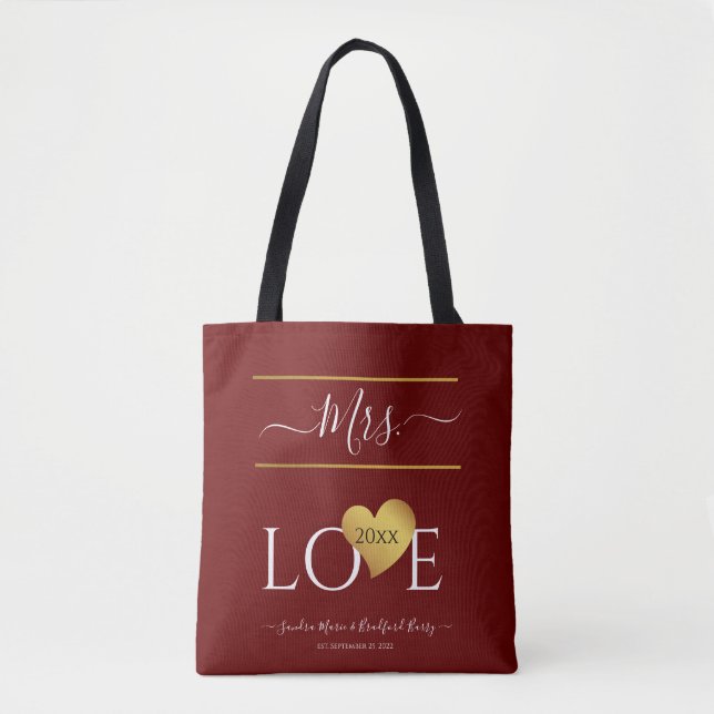 Tote Bag Mariage 1er premier Noël Nom Mme (Devant)