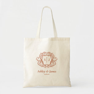 Tote Bag Mariage à crête de monogramme en terre cuite Rambl