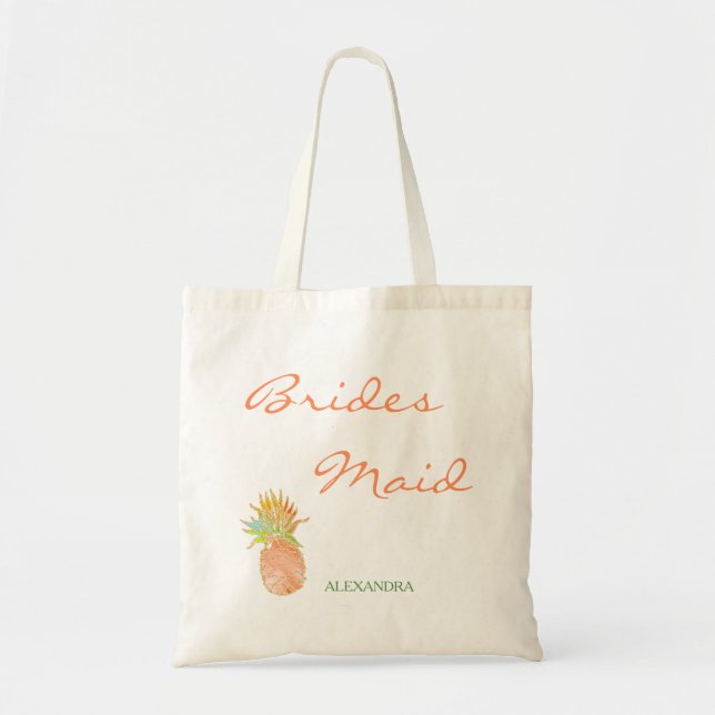 Tote Bag Mariage à la plage d'ananas tropicale femme de cha (Devant)