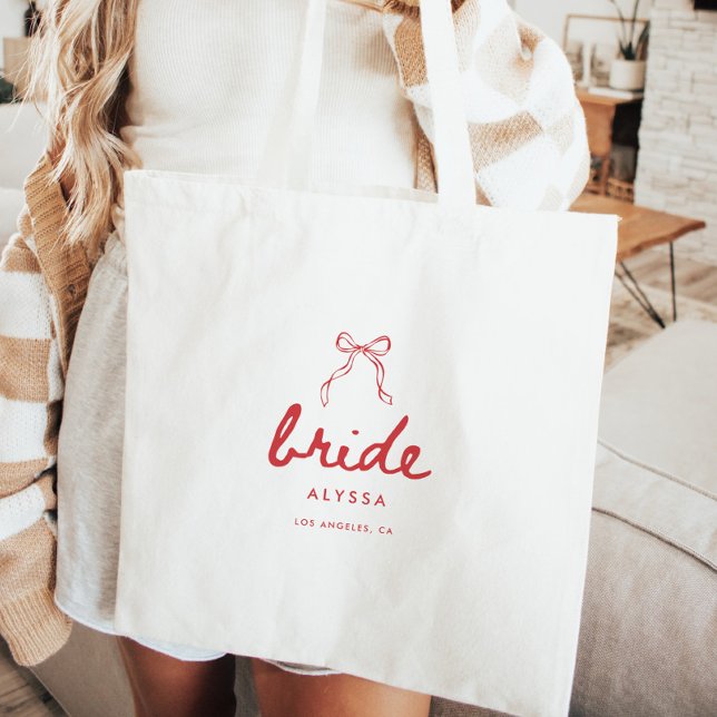 Tote Bag Mariage à l'arc moderne Script Coquette Nom de la  (Créateur téléchargé)