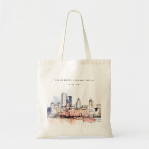 Tote Bag Mariage aquarelle de Boston Massachusetts City Sca