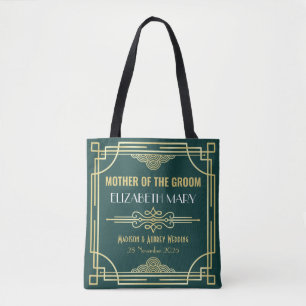 Tote Bag Mariage Art Déco Mère de la chambre d'or Vert