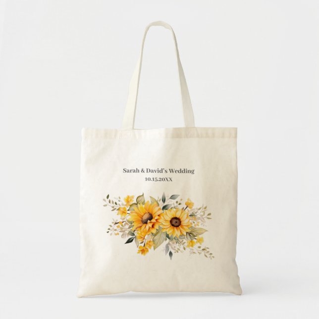 Tote Bag Mariage au tournesol rustique (Devant)