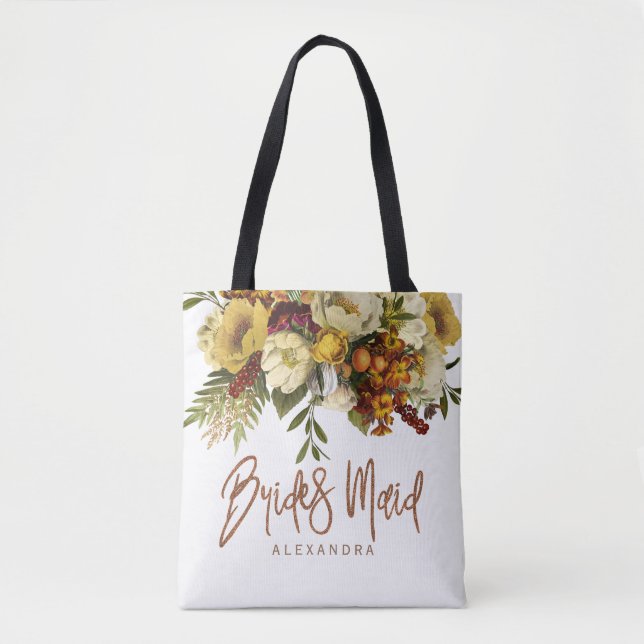 Tote Bag Mariage automne automne fleurs et feuille (Devant)