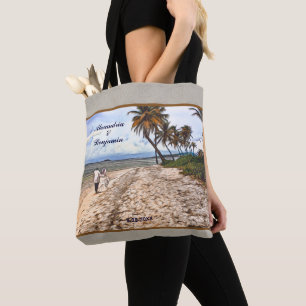 Tote Bag Mariage Beach Palm Tropical Destination Personnali