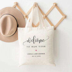 Tote Bag Mariage Bienvenue COULEUR ÉDITABLE Belle calligrap