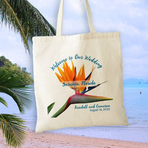 Tote Bag Mariage Bienvenue Oiseau de paradis Personnalisé