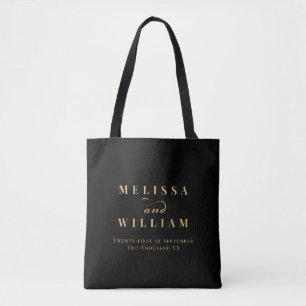 Tote Bag Mariage Black Gold Elegant Mariée & Salle