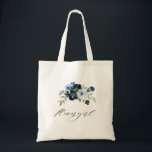Tote Bag mariage bleu clair marine<br><div class="desc">Un joli décor de guirlande fleurie avec d'élégantes fleurs bleu et bleu marine.</div>