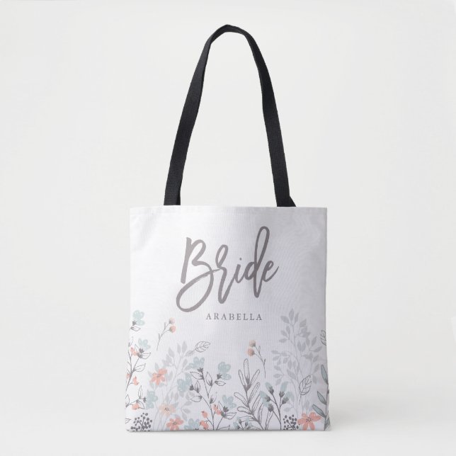 Tote Bag Mariage botanique de Blue Boho | Mariée (Devant)
