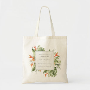 Tote Bag Mariage botanique vert orange tropical
