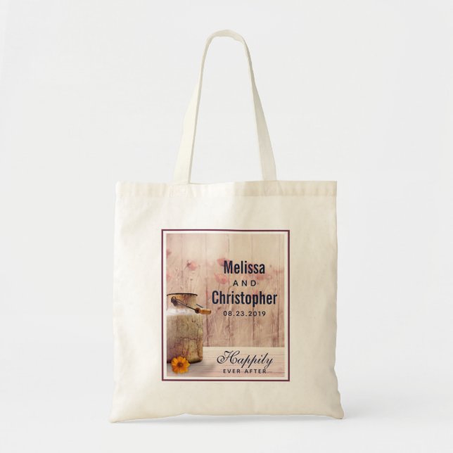 Tote Bag Mariage campagnard de lait rustique (Devant)