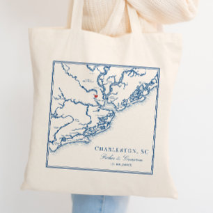 Tote Bag Mariage Charleston Caroline du Sud Bleu Marine