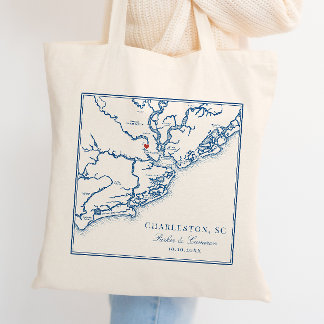 Tote Bag Mariage Charleston Caroline du Sud Bleu Marine