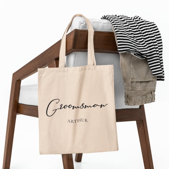 Tote Bag Mariage chic personnalisé minimaliste pour garçon  (Créateur téléchargé)