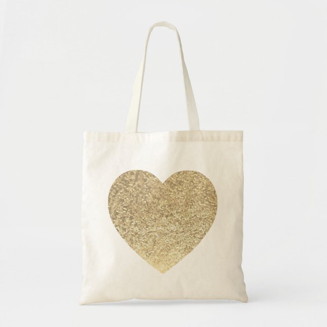 Tote Bag Mariage coeur Parties scintillant or (Devant)