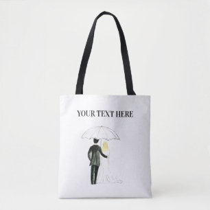 Tote Bag Mariage couple Juste marié chic aquarelle