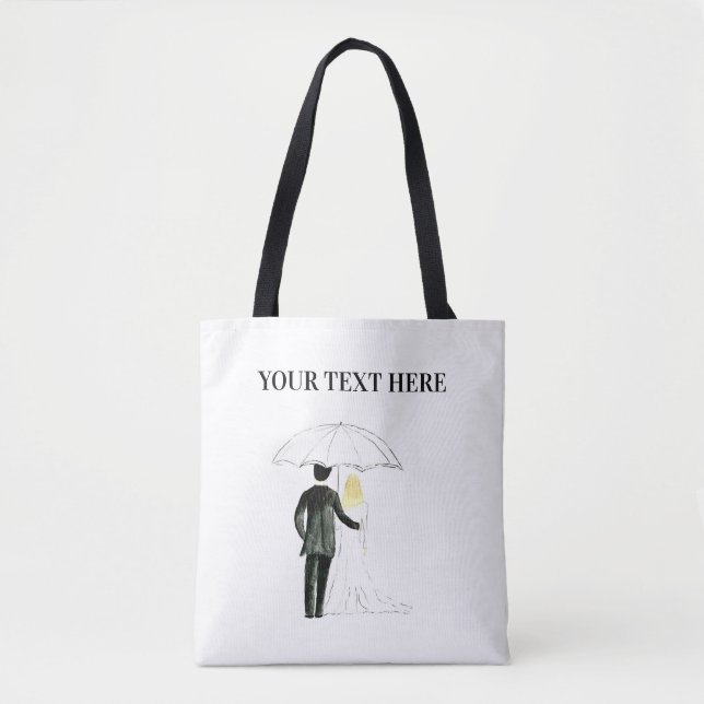 Tote Bag Mariage couple Juste marié chic aquarelle (Devant)