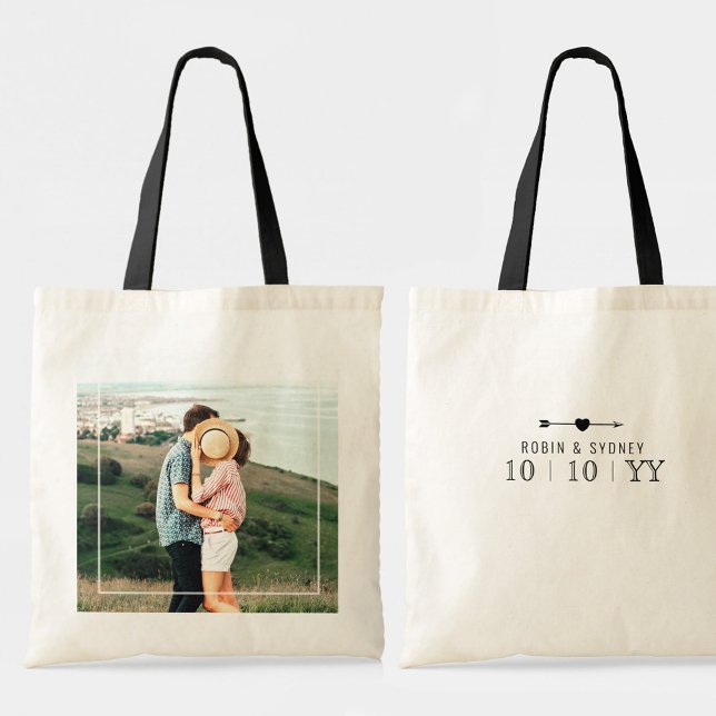 Tote Bag Mariage Date w votre photo | (Créateur téléchargé)