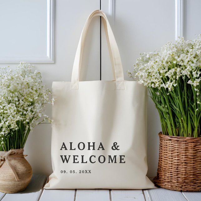 Tote Bag Mariage de bienvenue Elegant Hawaii moderne (Créateur téléchargé)