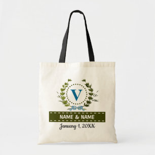 Tote Bag Mariage de couronne d'ivoire personnalisé Date Mon